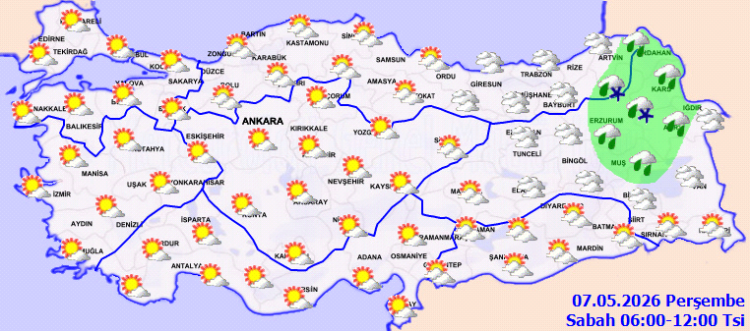 Meteoroloji’den 7 Mayıs hava durumu raporu