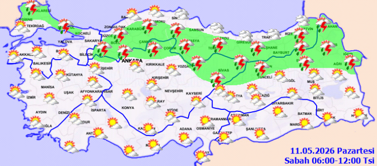Türkiye’nin kuzey ve iç kesimlerinde sağanak bekleniyor