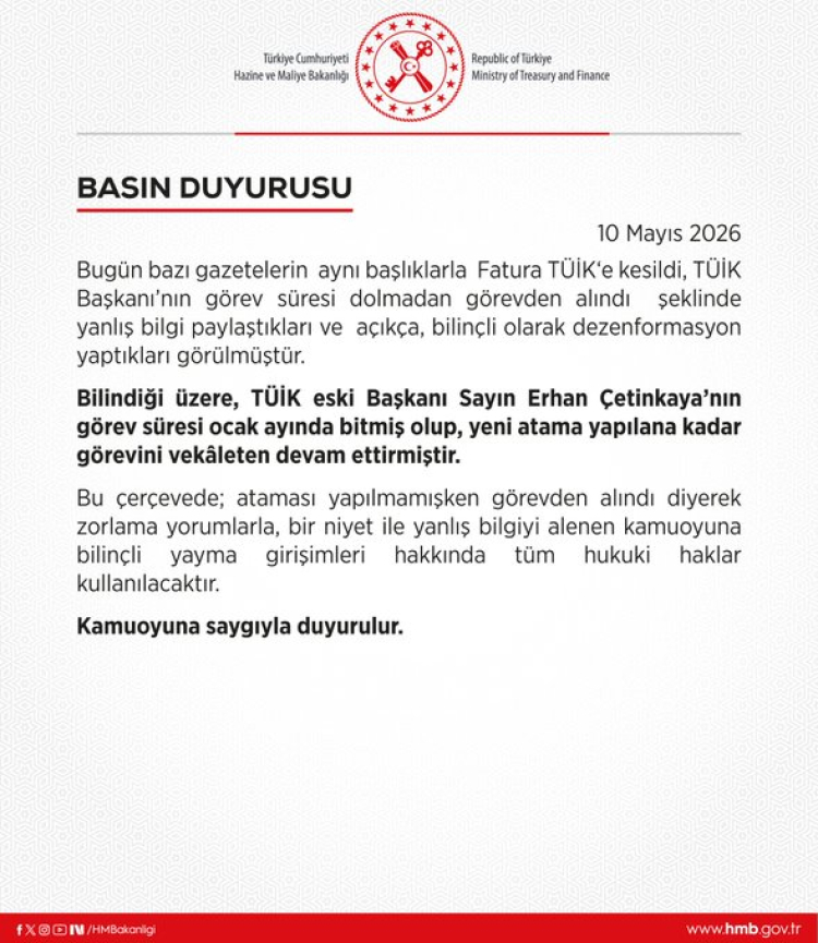 Hazine'den TÜİK iddialarına yalanlama