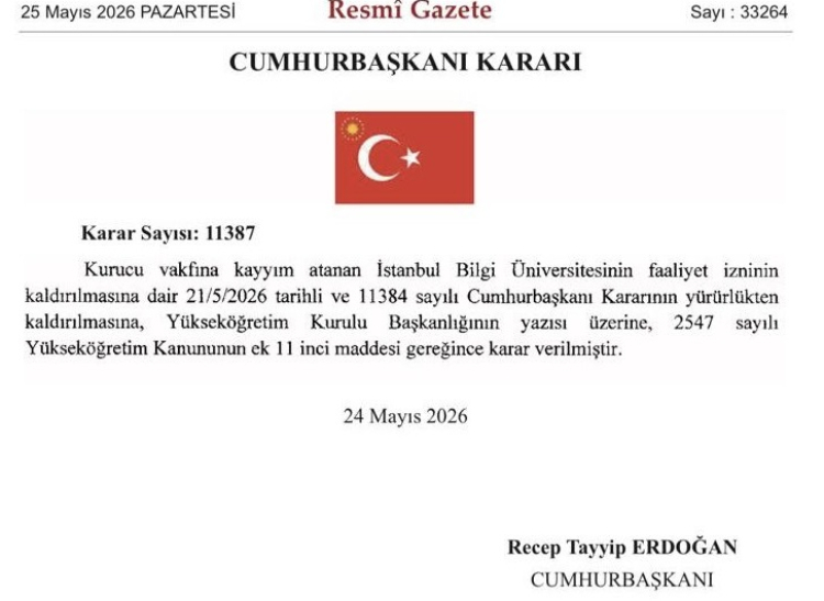 YÖK: İstanbul Bilgi Üniversitesi’nde eğitim kesintisiz sürecek